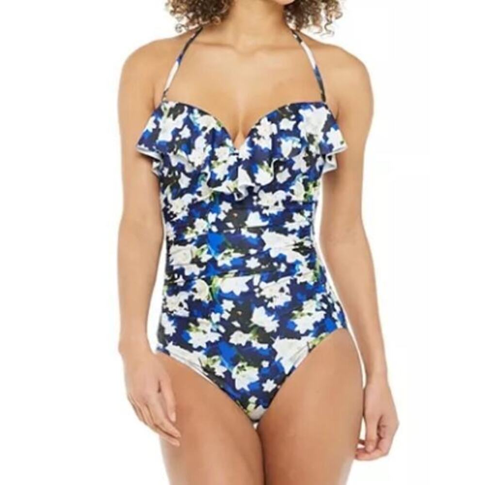 NEW Nicole Miller One Piece Swimsuit Convertible Strapless Bandeau Size Large‎